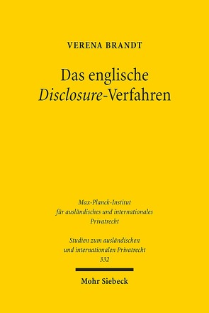 Das englische Disclosure-Verfahren von Brandt,  Verena