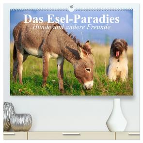 Das Esel-Paradies – Hunde und andere Feunde (hochwertiger Premium Wandkalender 2024 DIN A2 quer), Kunstdruck in Hochglanz von Stanzer,  Elisabeth