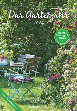 Das Gartenjahr 2024 – Bildkalender 23,7×34 cm – mit saisonalen Gartentipps und Rezepten – Ratgeber – Wandkalender – Küchenkalender – Alpha Edition