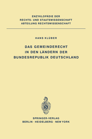 Das Gemeinderecht in den Ländern der Bundesrepublik Deutschland von Klüber,  Hans