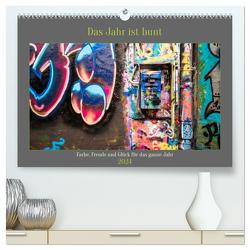 Das Jahr ist bunt. Farbe, Freude und Glück für das ganze Jahr. (hochwertiger Premium Wandkalender 2024 DIN A2 quer), Kunstdruck in Hochglanz von Iliopoulou,  Lena
