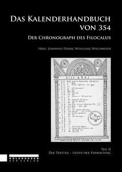 Das Kalenderhandbuch von 354. Der Chronograph des Filocalus 2 von Divjak,  Johannes, Wischmeyer,  Wofgang