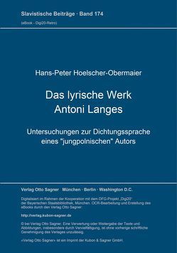 Das lyrische Werk Antoni Langes von Hoelscher-Obermaier,  Hans-Peter