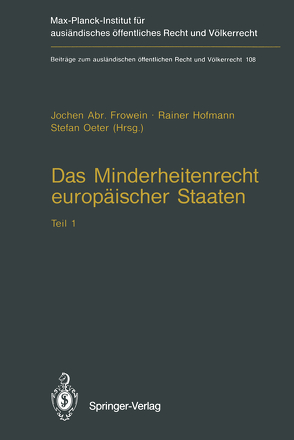 Das Minderheitenrecht europäischer Staaten von Frowein,  Jochen A., Hofmann,  Rainer, Oeter,  Stefan