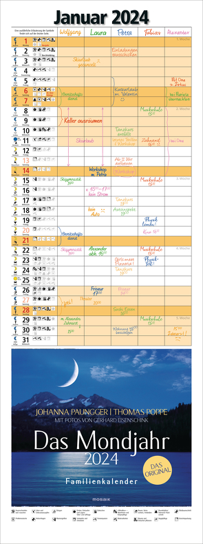 Das Mondjahr 2024 – Familienkalender von Paungger,  Johanna, Poppe,  Thomas