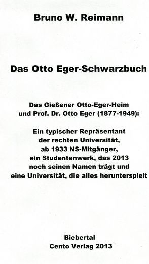 Das Otto Eger-Schwarzbuch von Reimann,  Bruno W