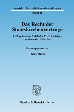 Das Recht der Staatskirchenverträge. von Mückl,  Stefan