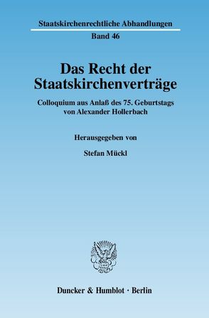 Das Recht der Staatskirchenverträge. von Mückl,  Stefan