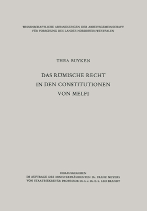 Das römische Recht in den Constitutionen von Melfi von Lieck-Buyken,  Thea von der