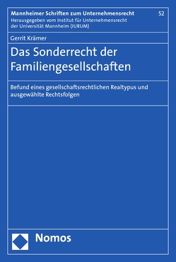 Das Sonderrecht der Familiengesellschaften von Krämer,  Gerrit