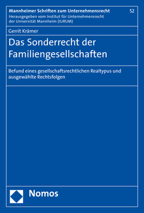 Das Sonderrecht der Familiengesellschaften von Krämer,  Gerrit