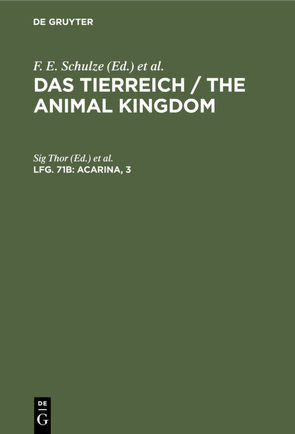 Das Tierreich / The Animal Kingdom / Acarina, 3 von Thor,  Sig, Willmann,  C.