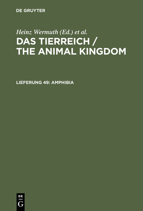 Das Tierreich / The Animal Kingdom / Amphibia von Nieden,  Fritz