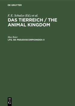 Das Tierreich / The Animal Kingdom / Pseudoscorpionidea II von Beier,  Max