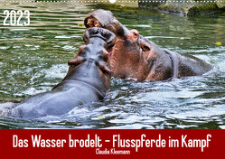 Das Wasser brodelt – Flusspferde im Kampf (Wandkalender 2023 DIN A2 quer) von Kleemann,  Claudia