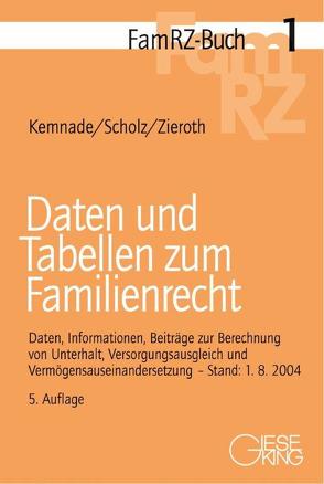 Daten und Tabellen zum Familienrecht von Kemnade,  Gerhard, Scholz,  Harald, Zieroth,  Detlef