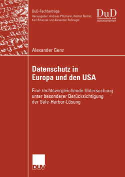 Datenschutz in Europa und den USA von Genz,  Alexander