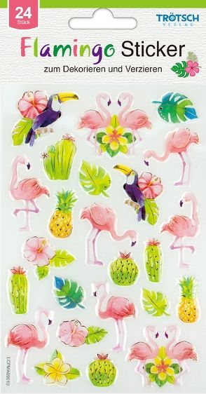 Dekorative Sticker „Flamingo“ 24 Stück mit Geloptik