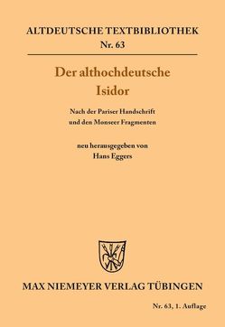 Der althochdeutsche Isidor von Eggers,  Hans