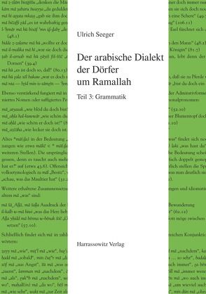 Der arabische Dialekt der Dörfer um Ramallah von Seeger,  Ulrich