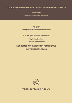 Der Beitrag des Russischen Formalismus zur Versbeschreibung von Diller,  Hans-Jürgen