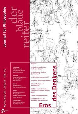 Der Blaue Reiter. Journal für Philosophie / Eros des Denkens von Bolz,  Norbert, Falge,  Wolfgang, Giel,  Klaus, Kiwus,  Wolfgang, Lutzker,  Peter, Obermeier,  Otto P, Reusch,  Siegfried