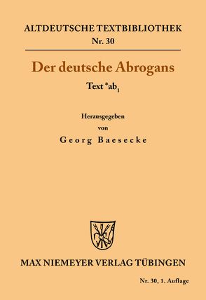 Der deutsche Abrogans von Baesecke,  Georg