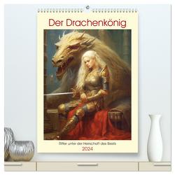 Der Drachenkönig. Ritter unter der Herrschaft des Biests (hochwertiger Premium Wandkalender 2024 DIN A2 hoch), Kunstdruck in Hochglanz von Hurley,  Rose