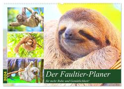 Der Faultier-Planer für mehr Ruhe und Gemütlichkeit! (Wandkalender 2024 DIN A2 quer), CALVENDO Monatskalender von Hurley,  Rose