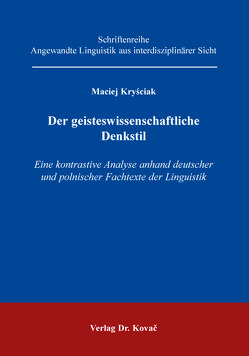 Der geisteswissenschaftliche Denkstil von Kryściak,  Maciej