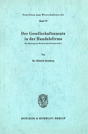 Der Gesellschaftszusatz in der Handelsfirma. von Sternberg,  Dietrich