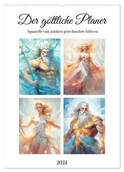 Der göttliche Planer. Aquarelle von antiken griechischen Göttern (Wandkalender 2024 DIN A2 hoch), CALVENDO Monatskalender von Hurley,  Rose