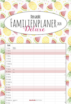 Der große Familienplaner Deluxe 2020 – Familienkalender (34 x 50 cm) – 5 Spalten – Wandkalender – Terminkalender von ALPHA EDITION