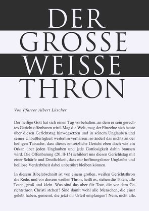 DER GROSSE WEISSE THRON von Lüscher,  Albert