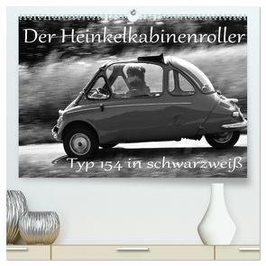 Der Heinkel Kabinenroller Typ 154 in schwarzweiß (hochwertiger Premium Wandkalender 2024 DIN A2 quer), Kunstdruck in Hochglanz von Laue,  Ingo