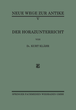 Der Horazunterricht von Klähr,  Kurt