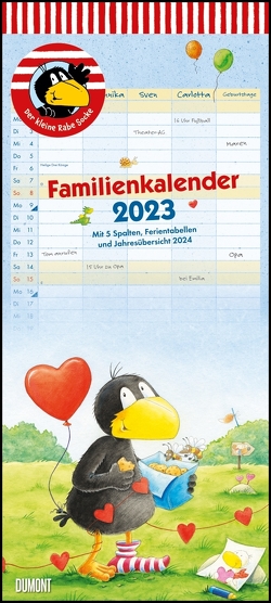 Der kleine Rabe Socke Familienkalender 2023 – Wandkalender – Familienplaner mit 5 Spalten – Format 22 x 49,5 cm von Moost,  Nele, Rudolph,  Annet