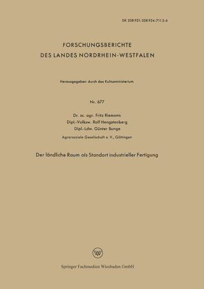 Der ländliche Raum als Standort industrieller Fertigung von Riemann,  Friedrich