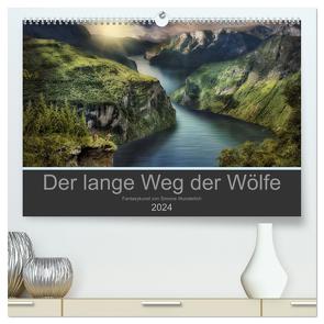 Der lange Weg der Wölfe (hochwertiger Premium Wandkalender 2024 DIN A2 quer), Kunstdruck in Hochglanz von Wunderlich,  Simone