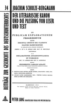 Der literarische Kanon und die Passung von Leser und Text von Schulze-Bergmann,  Joachim