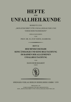 Der Meniscusschade von Burckhardt,  Hans