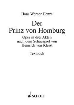 Der Prinz von Homburg von Henze,  Hans Werner
