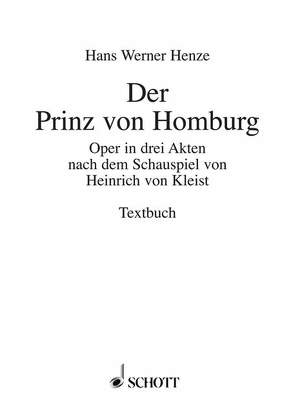 Der Prinz von Homburg von Henze,  Hans Werner