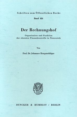 Der Rechnungshof. von Hengstschläger,  Johannes