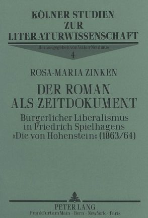 Der Roman als Zeitdokument von Zinken,  Rosa-Maria