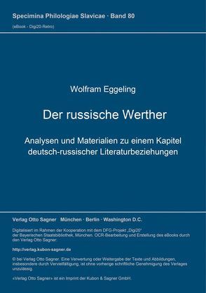 Der russische Werther von Eggeling,  Wolfram, Schneider,  Martin