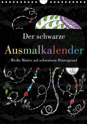 Der schwarze Ausmalkalender – Weiße Motive auf schwarzem Hintergrund (Wandkalender 2019 DIN A4 hoch) von Langenkamp,  Heike