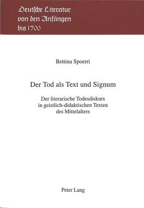 Der Tod als Text und Signum von Spoerri,  Bettina