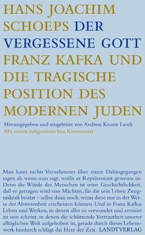 Der vergessene Gott von Krause Landt,  Andreas, Schoeps,  Hans J