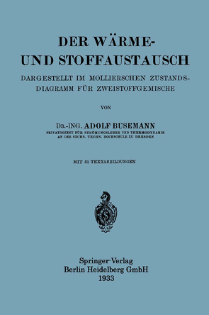 Der Wärme- und Stoffaustausch von Busemann,  Adolf